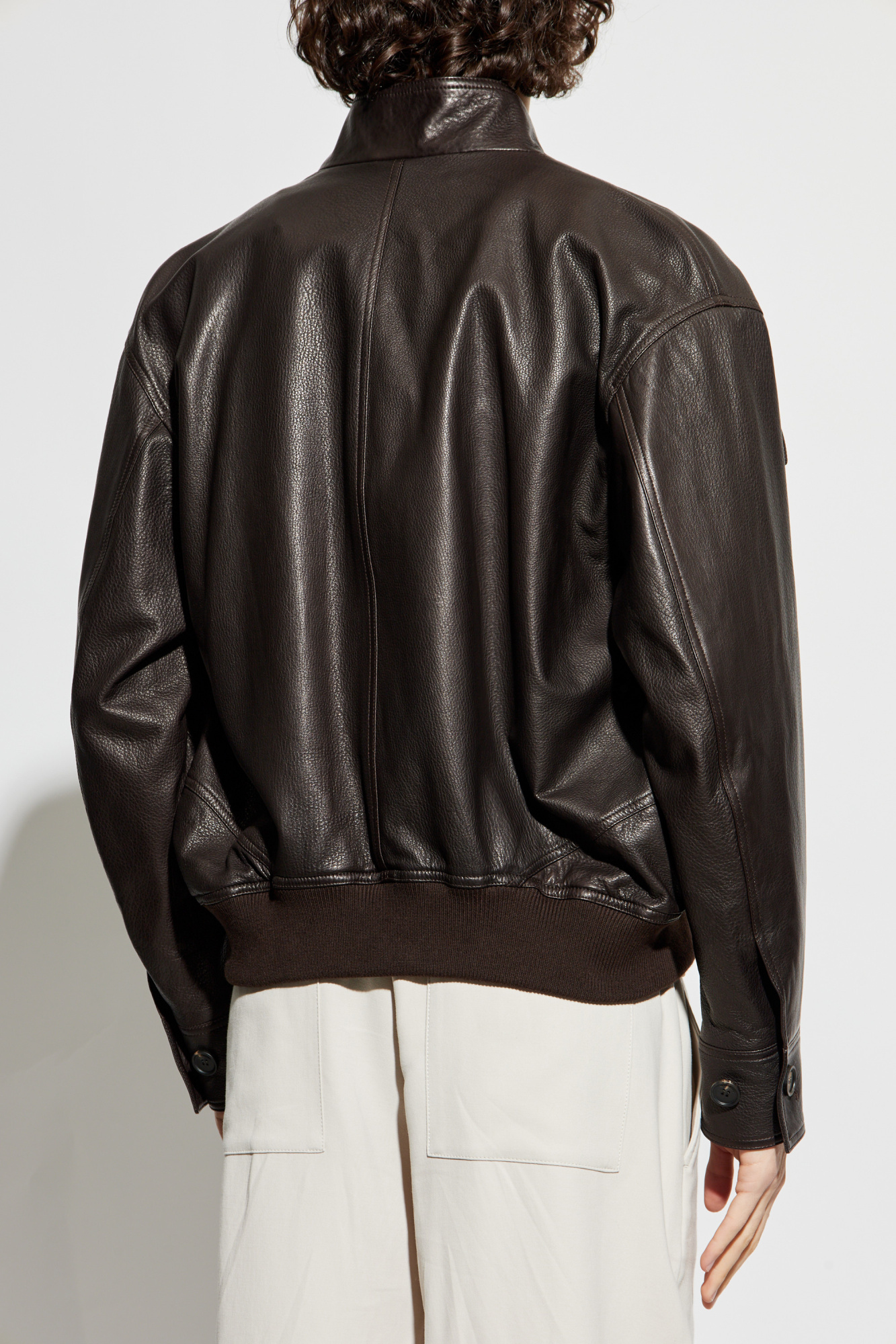 FERRAGAMO Leather jacket with stand-up collar | Men's